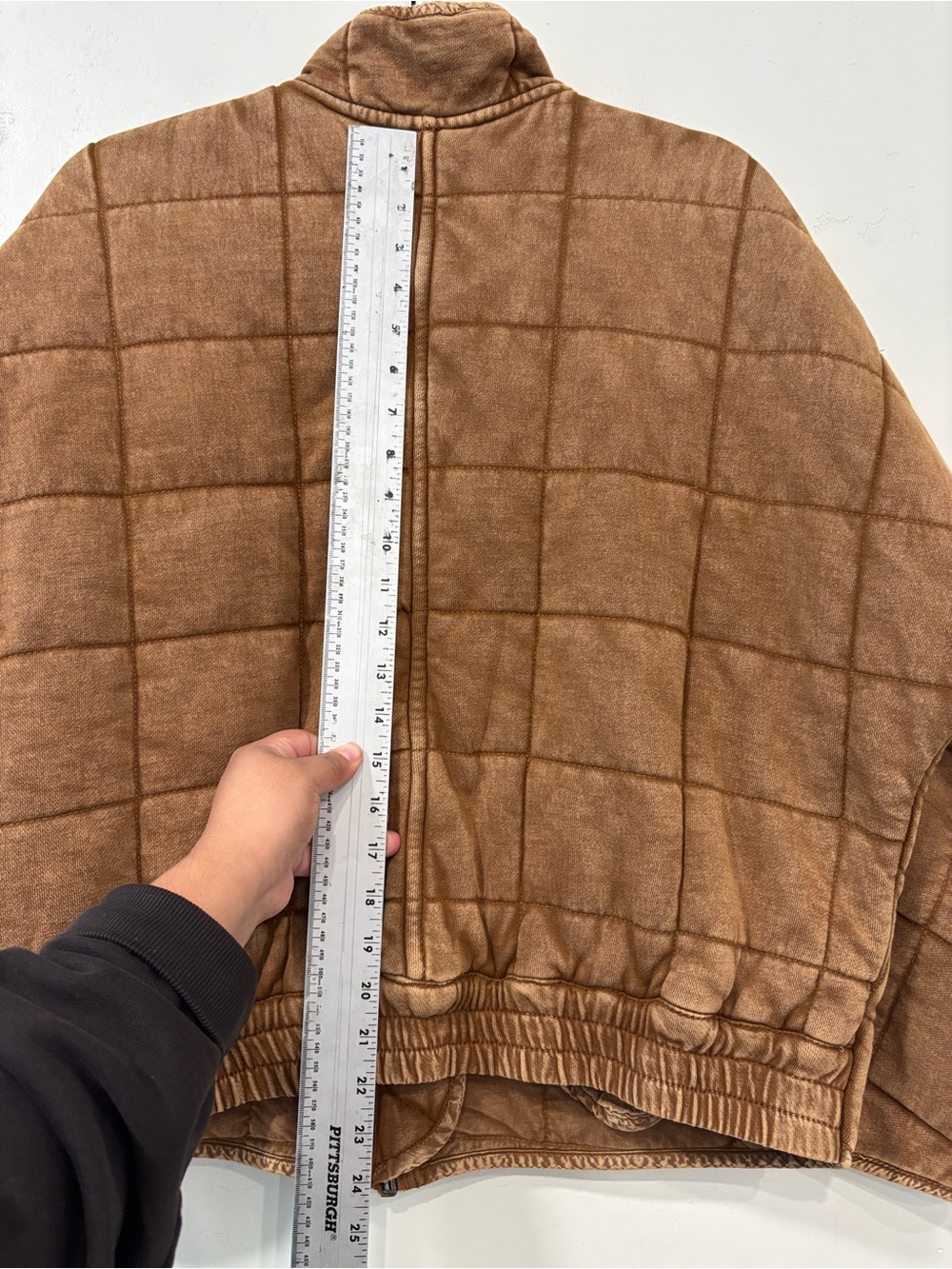New Free People Quilted Dolman Knit Jacket Toasted Coconut Boho Distressed XS - Picture 5 of 6